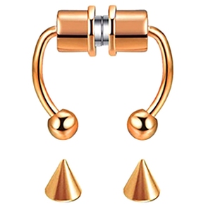 Stainless Steel Magnetic Clip on Hoop Gold Face Faux Septum <strong>Fakes</strong> <strong>Nose</strong> Cuff Rings <strong>Stud</strong> Non <strong>Piercing</strong> Jewelry Bulk Vendor Earrings - Product Image 6