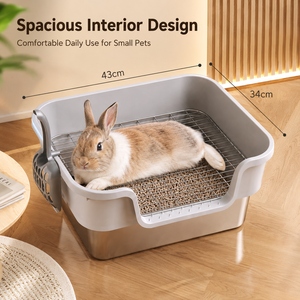 Extra Breite Leicht zu Reinigende Metall-Tierkiste Edelstahl Kaninchen-Klo - Product Image 4