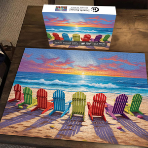 Rompecabezas de Playa para Adultos, 1000 Piezas, Colección de Rompecabezas Coloridos de Papel, Escena de Playa con Tumbona, Decoración de Verano para el Hogar - Product Image 2