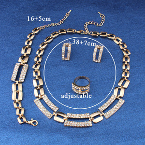 Perhiasan Pengantin Wanita Mewah Model Persegi Panjang Gaya Afrika, Kristal Emas Brasil <span class=keywords><strong>Saudi</strong></span> Dubai - Product Image 5