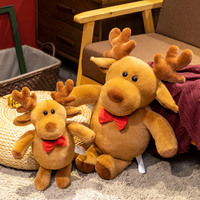 Peluche de renne de Noël douce et moelleuse en gros, adorable élan assis en peluche pour la décoration intérieure, cadeau d'hiver pour enfants