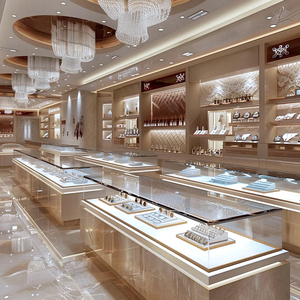 Vitrine d'exposition personnalisée en verre avec éclairage LED pour bijoux en <span class=keywords><strong>or</strong></span>, jade et argent, pour comptoirs d'îlot, utilisation en centre commercial, rayonnages de magasin, vitrines de musée - Product Image 6