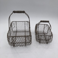 Panier en treillis métallique style ferme, organisateur en métal vieilli, multi-usages pour plateau de jardinage, rangement cuisine et salle de bain