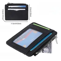 Dompet Kulit PU Ultra Tipis 5 Slot Tempat Kartu Slim Tempat Kartu Kredit Bank Mini Dompet Koin Pria Bisnis Tempat Kartu Identitas Kecil