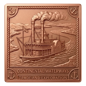 Barre <span class=keywords><strong>de</strong></span> cuivre Steamboat Trade 5 oz 999 pur, haute relief <span class=keywords><strong>3D</strong></span>, voies navigables continentales, nautique, maritime, <span class=keywords><strong>de</strong></span> collection - Product Image 1