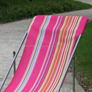 Chaise longue pliante moderne d'extérieur en acier, confortable, en tissu polyester imprimé sérigraphié, idéale pour la plage - Product Image 6
