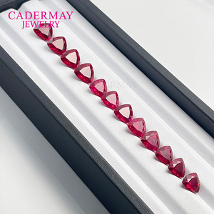 Cadermay Synthetic Ruby Loose Stone Triangle Red For Jewelry Making - Product Image 2