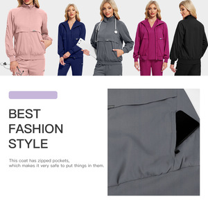 แจ็กเก็ตสครับสำหรับทุกเพศเครื่องแบบโรงพยาบาลระบายอากาศได้ดีเสื้อคลุมกันหนาวแขนยาวเครื่องแบบ mdios ขายส่งกำหนดเอง - Product Image 6