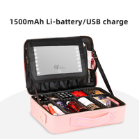 Missmeeca-Estuche de maquillaje personalizado, bolsa de maquillaje con espejo y luces Led, con espejo iluminado
