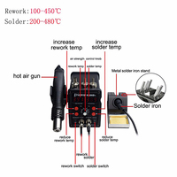 Eruntop 8586D+ Double Affichage Numérique Fer à Souder Électrique + Pistolet à Air Chaud Fer à Souder 100W