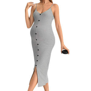Robe longue d'été moulante et sexy à fente pour femmes enceintes, boutonnée - Product Image 2