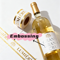 Etiquetas Adhesivas de Papel con Logotipo en Lámina Dorada Permanente, Impresión Personalizada Económica, para Botellas de Vino, con Estampado en Caliente UV, Resistentes al Agua