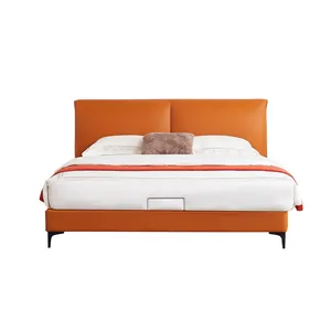 OEM/ODM工厂现代豪华床设计酒店公寓卧室床头板家具舒适软垫家用床