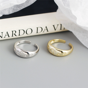 แหวนเงินแท้ ROXI S925 รูปดาวและพระจันทร์ประดับเพชร ดีไซน์เปิดวง 18k ทอง สำหรับผู้หญิงและเด็กผู้หญิง - Product Image 6