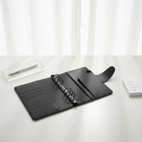 Protège-cahier en cuir PU grainé magnétique A5 A6 pour organiseur de planification à feuilles mobiles, reliure à anneaux noirs de 30 mm, carnet professionnel imprimé UV