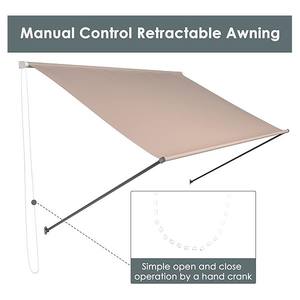 ที่หนีบบังแดดแบบแมนนวลพับเก็บได้ใหม่อุปกรณ์ป้องกันแสงแดดสำหรับระเบียงลานระเบียงอลูมิเนียมและโครงเหล็กวัสดุแล่นเรือโพลีเอสเตอร์ - Product Image 3