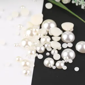 China 6mm - 18mm ABS Pearl Without Hole, Half Pearl Beads, Semi-circle Plastic Pearl Beads For Hair Clip Garment