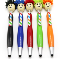 Mignon dessin animé vadrouille têtes de poupée belle cravate stylo à bille Kawaii Figure cheveux haut vadrouille stylo publicité plastique recharge