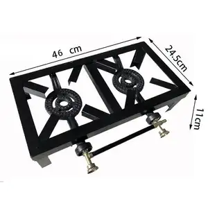 Lyroe Outdoor Durable 2 Burner Cast Iron angle iron Independent switch Gas Cooking Stove