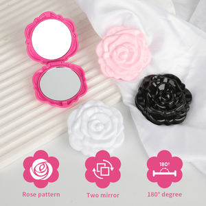 Nhanh Chóng Tàu Du Lịch Cầm Tay Túi Nhỏ Nhỏ Gương Cho Ví 3D Hoa Hồng Đôi Bên Gấp Trang Điểm Nhỏ Gọn Gương - Product Image 2