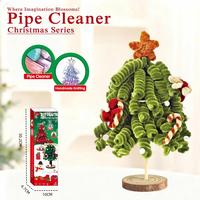 Kit de Bricolage HTL pour Nettoyage de Tuyaux, Kit Artisanat avec Tiges en Chenille, Matériel pour Couronne et Arbre de Noël, Jouet avec Vidéo Tutorielle pour Enfants