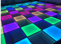 Émetteur RGBW 3D LED piste de danse 15W lumières mobiles miroir scène de fête avec éclairage de scène coloré carreaux d'éclairage de mariage extérieur
