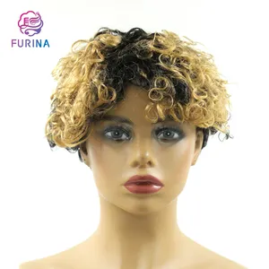 Grosir wig rambut manusia keriting afro 1B/27 # wig afro keriting tanpa lem alami untuk wanita hitam dengan rambut bayi