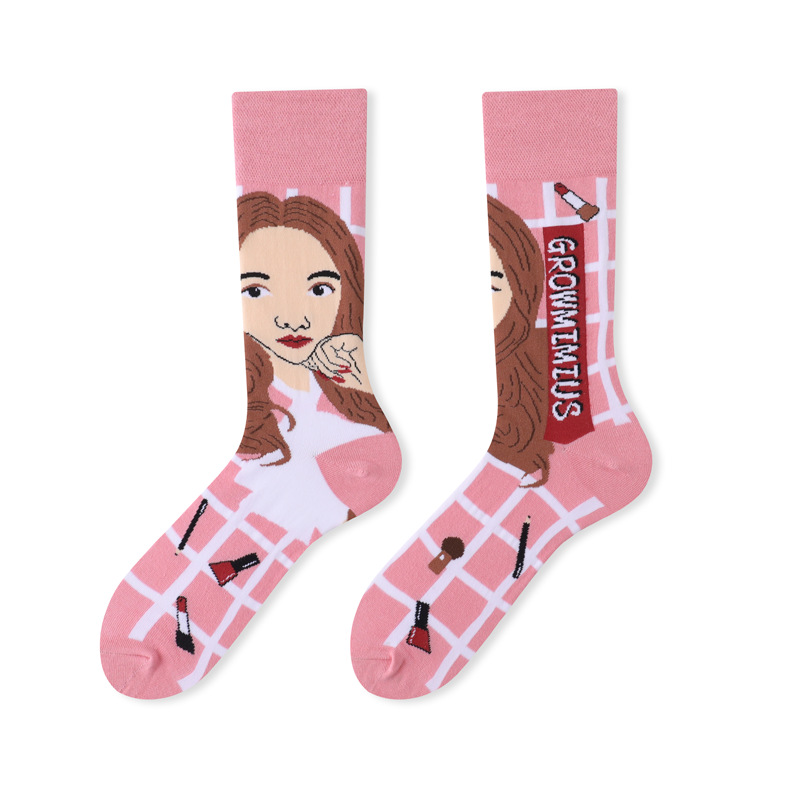 OEM Ab Contrast Cartoon Novelty Women Crew Socks Creativity Custom Design Socks