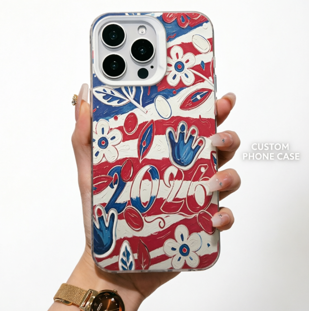 Red Blue White 3D Oil Painting Flower Pattern TPU Phone Case, Shockproof Artistic Cover for iPhone 17 16 15 14 13 Pro Max