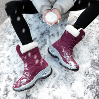 Chaussures de ski à semelle unique, bottes de neige pour femmes, semelle intermédiaire chaude en peluche épaisse, hiver, neige, village, ski en plein air, grande chaussure en coton, acier