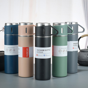 Ensemble de Bouteilles Isothermes Premium en Acier Inoxydable 304, 500 ml, Sans BPA, à Double Paroi, avec <span class=keywords><strong>3</strong></span> Tasses, Idéal pour Cadeau d'Affaires - Product Image 5