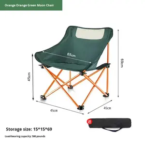 ハイバックアルミムーンチェアランプホルダー-頑丈な折りたたみ式レジャーベンチ、格納式背もたれ、屋外用オックスフォード生地 - Product Image 3