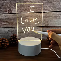 Lampe de nuit en verre LED DIY avec tableau de messages, lumières 3D, ABS+PC+Silicone, rechargeable par USB, chambre à coucher, stylo 3D créatif, lampe réinscriptible, cadeau
