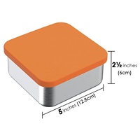 Récipients alimentaires antidérapants en acier inoxydable, avec couvercles en Silicone, boîte à Bento carrée avec stockage des collations, en métal réutilisable à l'extérieur, unités