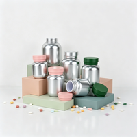 Flacon de complément alimentaire en aluminium rose personnalisé à double couche avec bouchon à vis, vide, pour pilules, comprimés, gélules et produits de santé