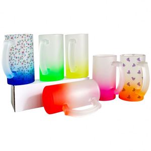 Tasses de voyage traditionnelles en verre ombré multicolore 16 oz pour sublimation - Product Image 1