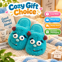 Pantoufles en peluche monstre mignonnes pour adultes, unisexes, chaudes et moelleuses pour l'hiver, antidérapantes, vente en gros