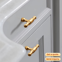 Poignées de meuble en aluminium massif, robustes, style bambou français, finition or brossé, avec boutons assortis, pour projets de quincaillerie - Vente en gros