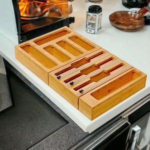 9 1 Tre Ziplock Túi Lưu Trữ Dispenser Cutter Lá Nhựa Bọc Dispenser Cho Nhà Bếp Ngăn Kéo Bằng Gỗ Hộp Lưu Trữ 10Kg Nhà Sử Dụng - Product Image 3