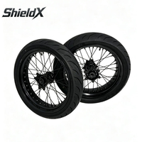 Kit de roues Surron Ultra Bee Supermoto ShieldX 17 pouces, jantes noires Supermoto avec pignon, ensemble de roues avec pneus CST S1 pour route