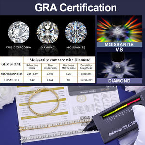 Pulsera de Tenis de Lujo con Diamantes de Moissanita VVS de 2mm-6mm para Hombre y Mujer, Joyería de Plata de Ley 925 con Baño de Oro y Moissanita Creada en Laboratorio - Product Image 4