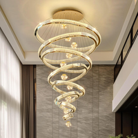 Lampe en cristal Duplex K9, style luxe minimaliste, pour salon, hall d'entrée, escalier en volant, grande suspension.