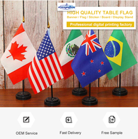 Drapeau de bureau national personnalisé avec certificat CE, petit mini drapeau de table américain avec support