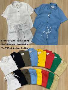 Set di Abbigliamento Estivo di Alta Qualità per Ragazzi, Completi a Righe 100% Cotone con Elastico in Vita, 2-8 Anni - Product Image 2