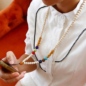 Cordón para Teléfono Móvil con Cuentas de Madera y Cuarzo, Estilo Vintage, con Hilo Largo, para Regalo de Boda - Product Image 1