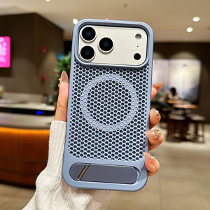 Coque de téléphone magnétique One <span class=keywords><strong>Word</strong></span> Stand pour <span class=keywords><strong>iPhone</strong></span> 14, 15, 16, 17 Pro Max, avec dissipation thermique et motif nid d'abeille, idéale pour l'été - Product Image 2