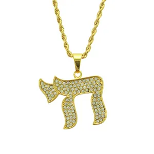 Hip Hop Necklace Fashion Jewish Symbol Necklace Popular Alloy Diamond Pendant Jewelry