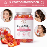 Gummies de Collagène Hydrolysé Peptides de Collagène Créatine Biotine Vitamine C Antioxydant Complément Cheveux Peau Ongles 2 Saveurs Variées