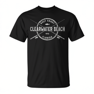 T-shirt Clearwater Beach Fl Vintage avec cannes à pêche croisées - Product Image 2
