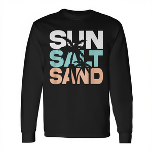 Camiseta Retro de Manga Larga con Diseño de Sol, Arena y Palmeras, Estilo Vacacional Colorido y Alegre, Camisetas Promocionales - Product Image 3